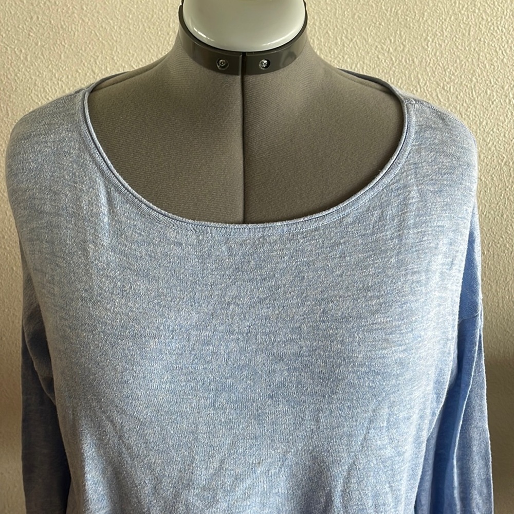 large oversized 100% J jill cotton sweater long sleeve blue says Petite but long